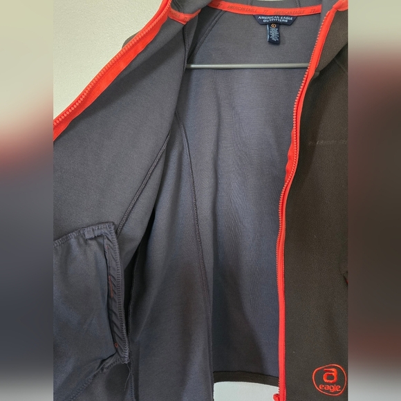 American Eagle Olive Green And Orange Fleece Jacket Size Large - Picture 5 of 6